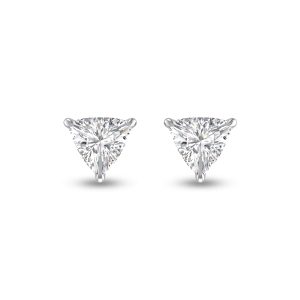 Lab Grown 1 Carat Trillion Shaped Solitaire Diamond Earrings in 14K White Gold- ERF61745LD