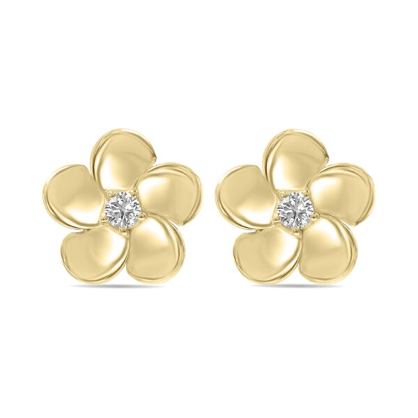 1/3 CTW Lab Grown Diamond Flower Stud Earrings in 10K Yellow Gold (F-G Color, VS1- VS2 Clarity- ERF61859LD