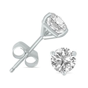 IGI Certified 1 Carat TW Lab Grown Diamond Martini Set Round Earrings in 14K White Gold- ERF61914LDIGI