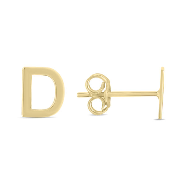 14K Solid Yellow Gold Initial D Stud Earrings- ERF62154