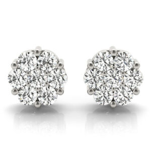 1/2 Carat TW Diamond Flower Cluster Stud Earrings in 14K White Gold- ERF62319