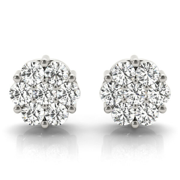 1/2 Carat TW Diamond Flower Cluster Stud Earrings in 14K White Gold- ERF62319