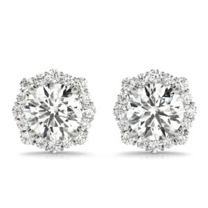 1 1/5 Carat TW Floral Halo Diamond Stud Earrings 14K White Gold- ERF62323
