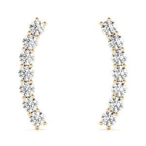 3/8 CTW Seven Stone Natual Diamond Climber Earrings in 14K Yellow Gold- ERF62336