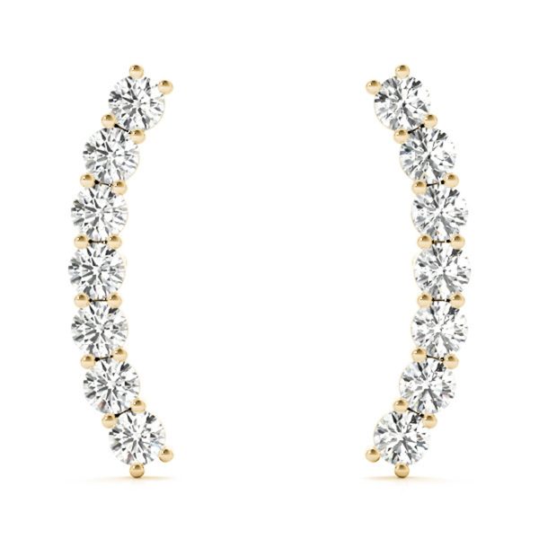 3/8 CTW Seven Stone Natual Diamond Climber Earrings in 14K Yellow Gold- ERF62336
