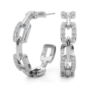 1 Carat TW Diamond Links Hoop Earrings in 14K White Gold- ERF62339