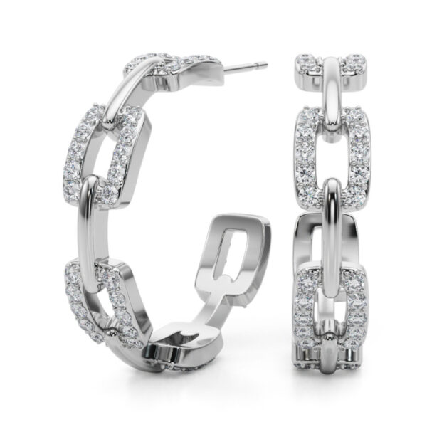 1 Carat TW Diamond Links Hoop Earrings in 14K White Gold- ERF62339