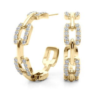 1 Carat TW Diamond Links Hoop Earrings in 14K Yellow Gold- ERF62340