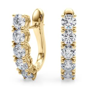 Almost 3/4 Carat TW Omega Back Diamond Hoop Earrings in 14K Yellow Gold- ERF62352