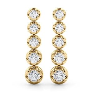 7/8 CTW Five Stone Diamond Dangle Earrings in 14K Yellow Gold- ERF62354