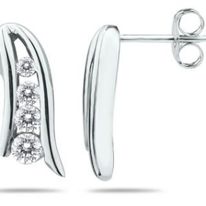 1/4 CTW Genuine Diamond Waterfall Drop Earrings in 14K White Gold- ERF7916