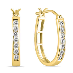 1/2 Carat TW Diamond Hoop Earrings in 10k Yellow Gold- ERH50286D