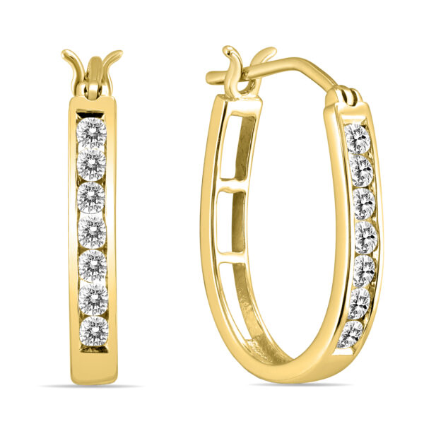1/2 Carat TW Diamond Hoop Earrings in 10k Yellow Gold- ERH50286D