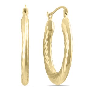 Fluted 14K Yellow Gold Hoop Earrings (24mm)- ERH60459