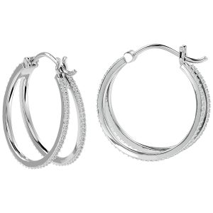1 Carat TW Split Diamond Hoop Earrings In.925 Sterling Silver, 3/4 Inch (J-K, I1-I2)- ERH60841