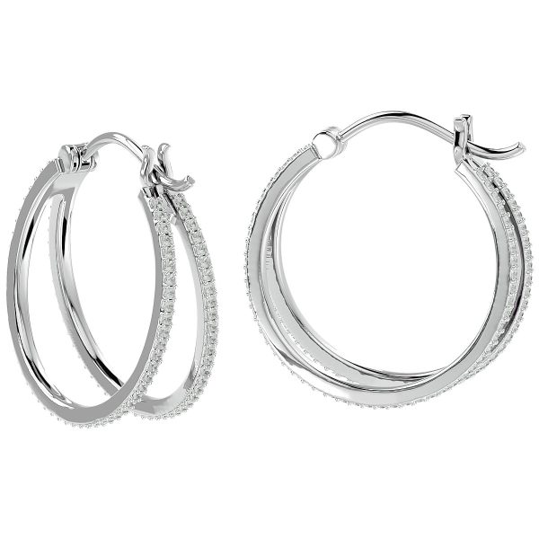 1 Carat TW Split Diamond Hoop Earrings In.925 Sterling Silver, 3/4 Inch (J-K, I1-I2)- ERH60841