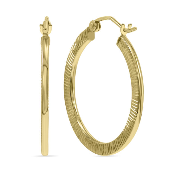 10K Yellow Gold Rigged Hoop Earrings- ERH61335