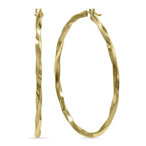 10K Yellow Gold Round Twisted Hoop Earrings- ERH61339