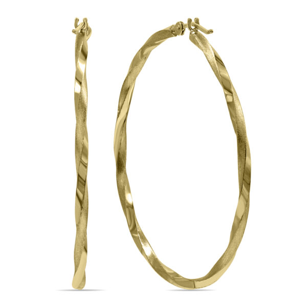 10K Yellow Gold Round Twisted Hoop Earrings- ERH61339