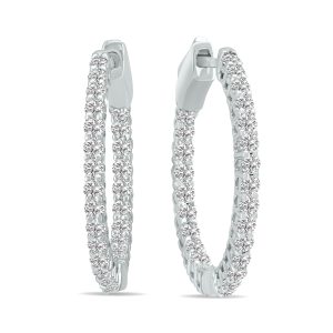 1 Carat TW Round Lab Grown Diamond Hoop Earrings in 14K White Gold- ERH62026LD