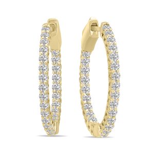 1 Carat TW Round Lab Grown Diamond Hoop Earrings in 14K Yellow Gold- ERH62027LD