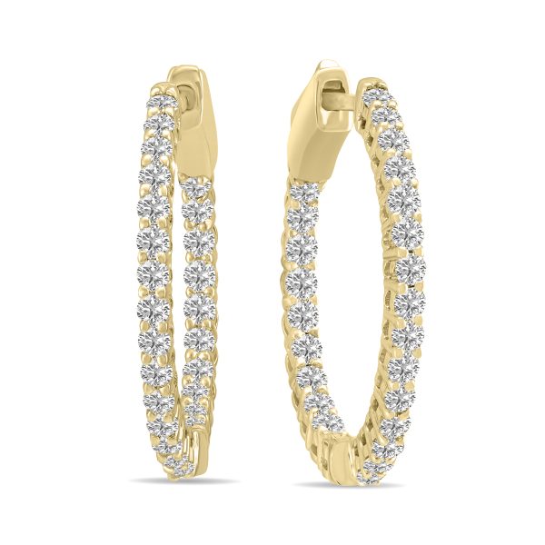 1 Carat TW Round Lab Grown Diamond Hoop Earrings in 14K Yellow Gold- ERH62027LD