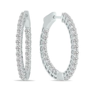 2 Carat TW Round Lab Grown Diamond Hoop Earrings in 14K White Gold- ERH62028LD