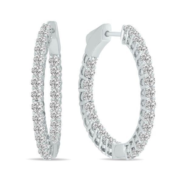 2 Carat TW Round Lab Grown Diamond Hoop Earrings in 14K White Gold- ERH62028LD