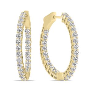 2 Carat TW Round Lab Grown Diamond Hoop Earrings in 14K Yellow Gold- ERH62029LD