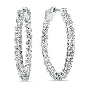 2 Carat TW Oval Lab Grown Diamond Hoop Earrings in 14K White Gold- ERH62040LD