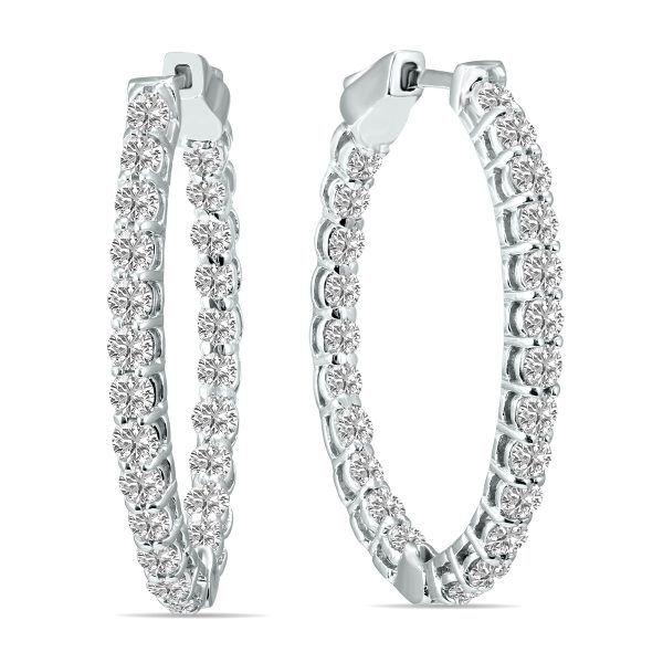 2 Carat TW Oval Lab Grown Diamond Hoop Earrings in 14K White Gold- ERH62040LD
