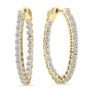 2 Carat TW Oval Lab Grown Diamond Hoop Earrings in 14K Yellow Gold- ERH62041LD