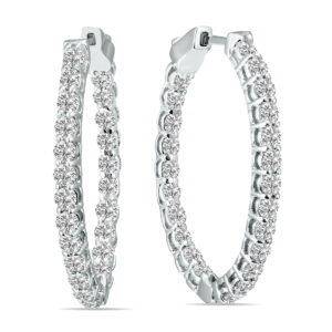 3 Carat TW Oval Lab Grown Diamond Hoop Earrings in 14K White Gold- ERH62042LD