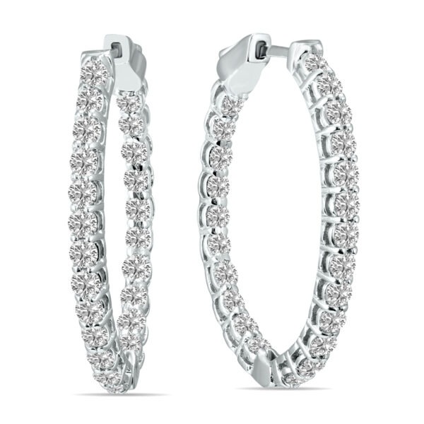 3 Carat TW Oval Lab Grown Diamond Hoop Earrings in 14K White Gold- ERH62042LD