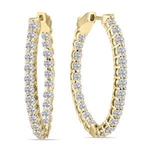 3 Carat TW Oval Lab Grown Diamond Hoop Earrings in 14K Yellow Gold- ERH62043LD