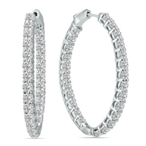 5 Carat TW Oval Lab Grown Diamond Hoop Earrings in 14K White Gold- ERH62044LD