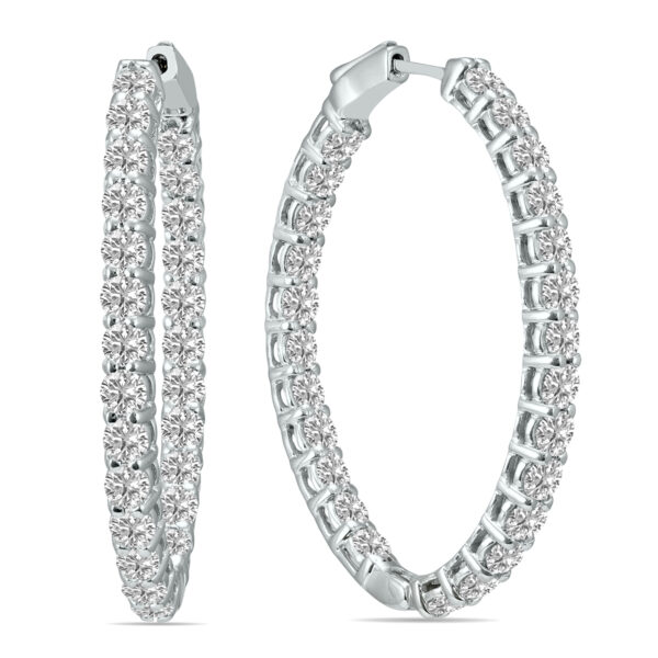 5 Carat TW Oval Lab Grown Diamond Hoop Earrings in 14K White Gold- ERH62044LD