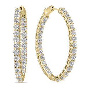 5 Carat TW Oval Lab Grown Diamond Hoop Earrings in 14K Yellow Gold- ERH62045LD