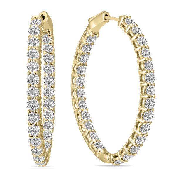 5 Carat TW Oval Lab Grown Diamond Hoop Earrings in 14K Yellow Gold- ERH62045LD