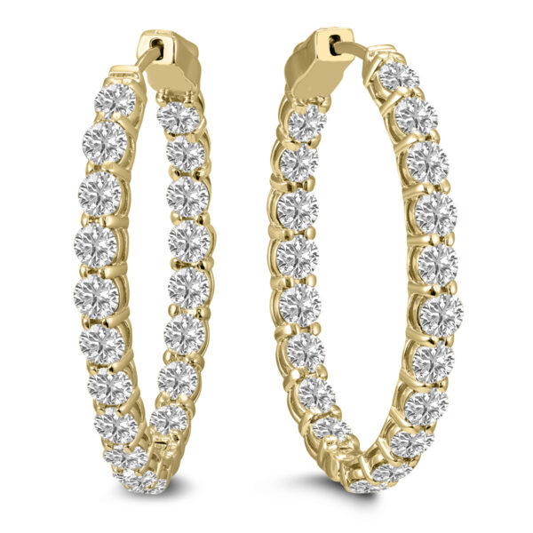 7 Carat TW Oval Lab Grown Diamond Hoop Earrings in 14K Yellow Gold- ERH62047LD
