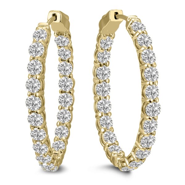10 Carat TW Oval Lab Grown Diamond Hoop Earrings in 14K Yellow Gold- ERH62049LD