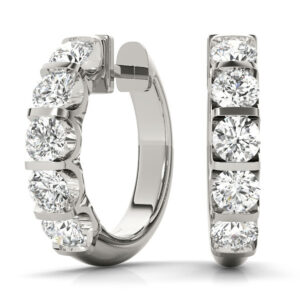 1/2 Carat TW Natural Channel Set Diamond Hoop Earrings in 14K White Gold- ERH62325