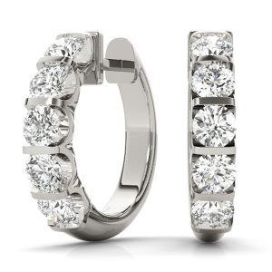 1 Carat TW Natural Channel Set Diamond Hoop Earrings in 14K White Gold- ERH62327