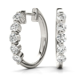 1/2 Carat TW Five Stone Classic Diamond Hoop Earrings in 14K White Gold- ERH62329