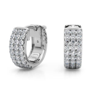 1/2 Carat TW Multi-Row Diamond Pave Hoop Earrings in 14K White Gold- ERH62331