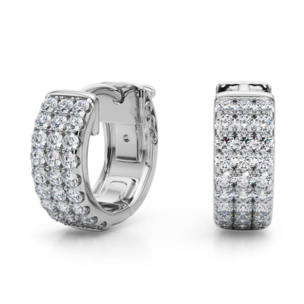 1/2 Carat TW Multi-Row Diamond Pave Hoop Earrings in 14K White Gold- ERH62331
