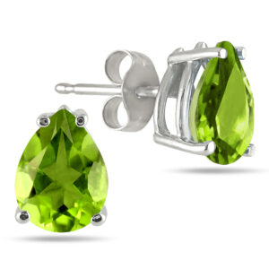 6x4MM All Natural Pear Peridot Stud Earrings in.925 Sterling Silver- GEA0064PD5