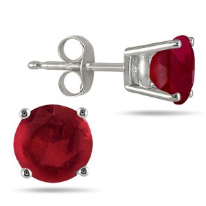 5MM All Natural Round Ruby Stud Earrings in.925 Sterling Silver- GER0050RB6