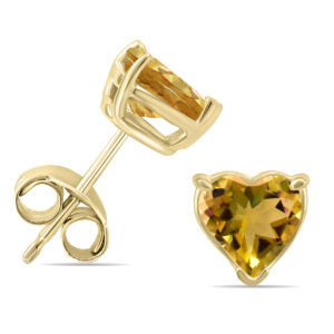 14K Yellow Gold 5MM Heart Citrine Earrings- GER59092CT