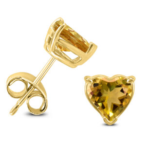 14K Yellow Gold 7MM Heart Citrine Earrings- GER59096CT